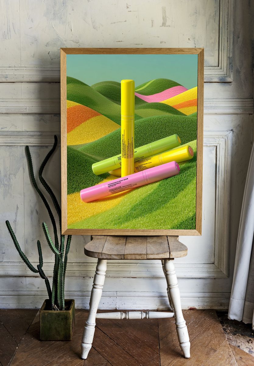 Neon Hills Illustration Poster. room preview