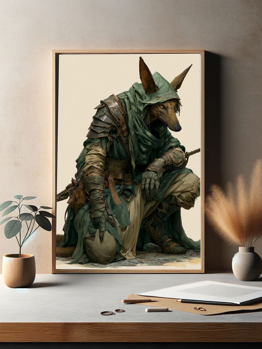 Armored Fox Warrior Fantasy Print. — room view 2