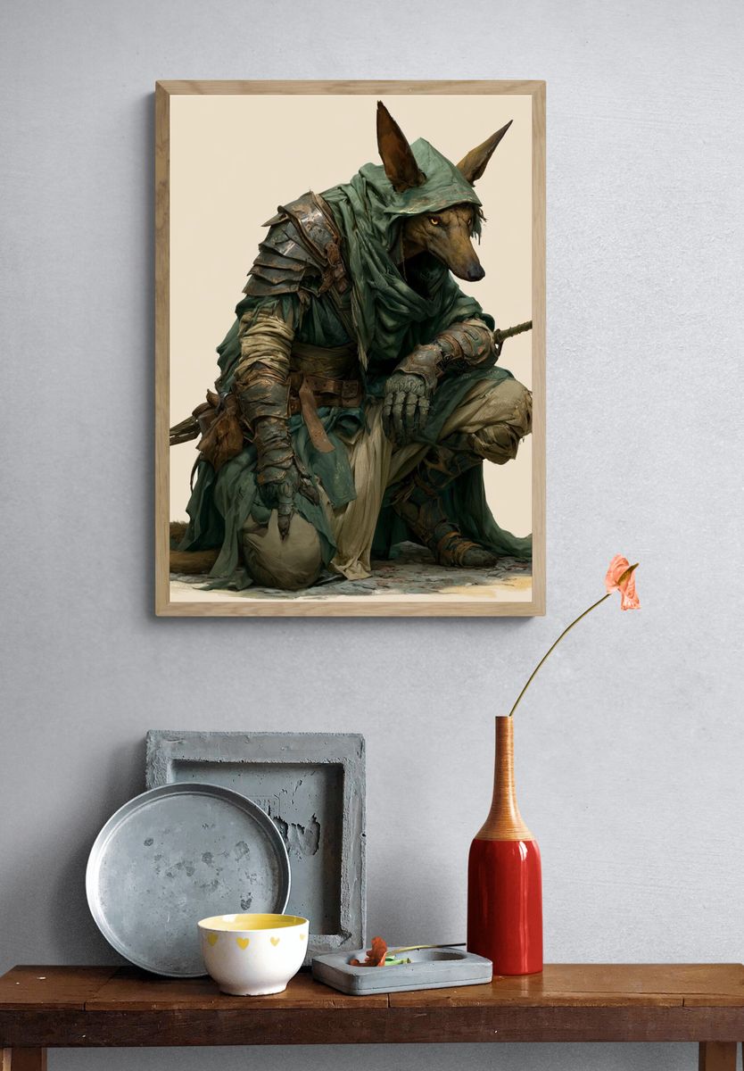 Armored Fox Warrior Fantasy Print. — room view 3