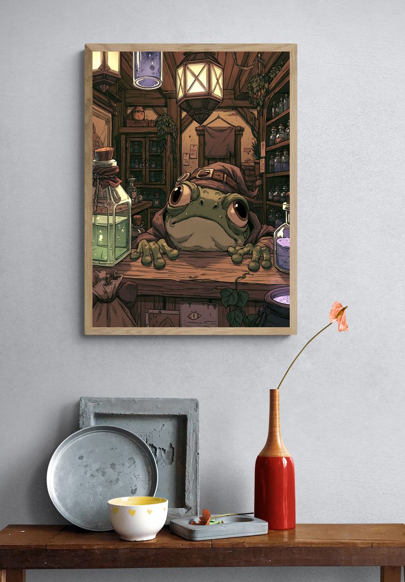 Wizard Frog Potion Shop Poster. — room view 3