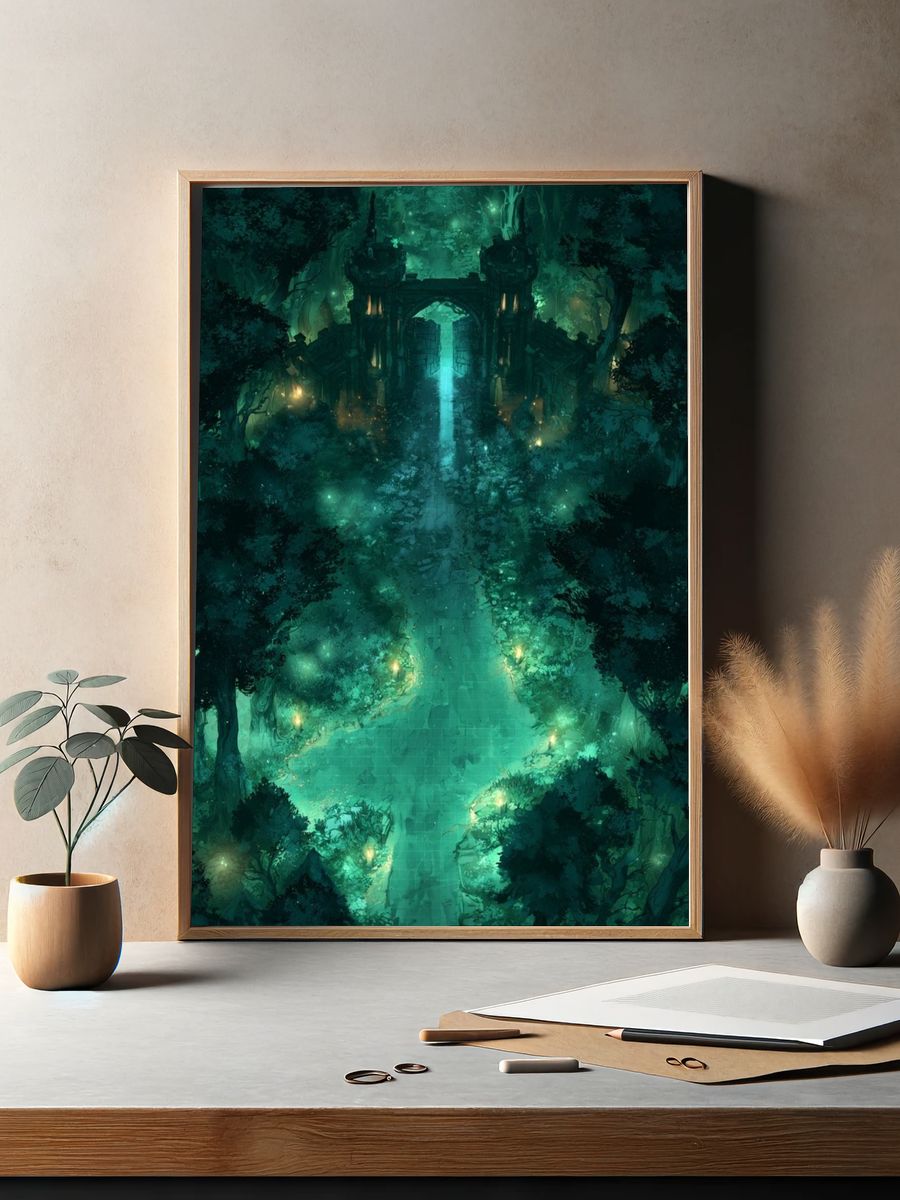 Enchanted Forest Gate Digital Art Poster. — room view 2