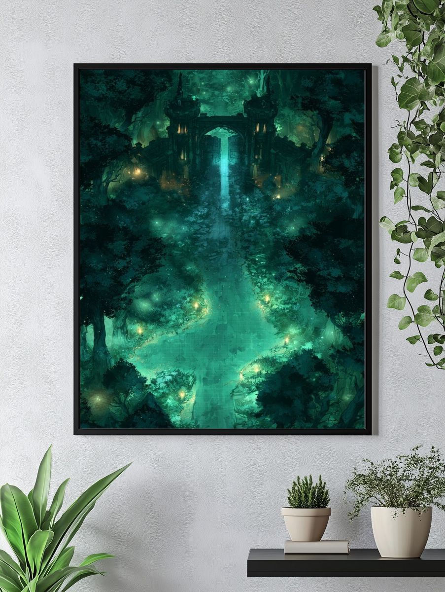 Enchanted Forest Gate Digital Art Poster. — room view 4