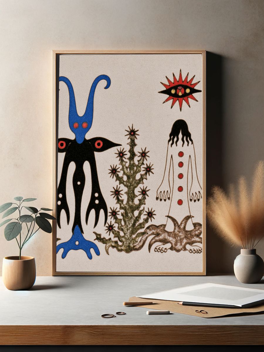 Surreal Totemic Figures Illustration Poster. — room view 2
