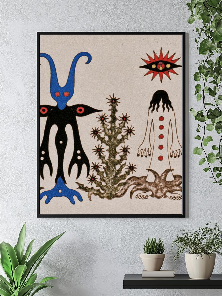 Surreal Totemic Figures Illustration Poster. — room view 4