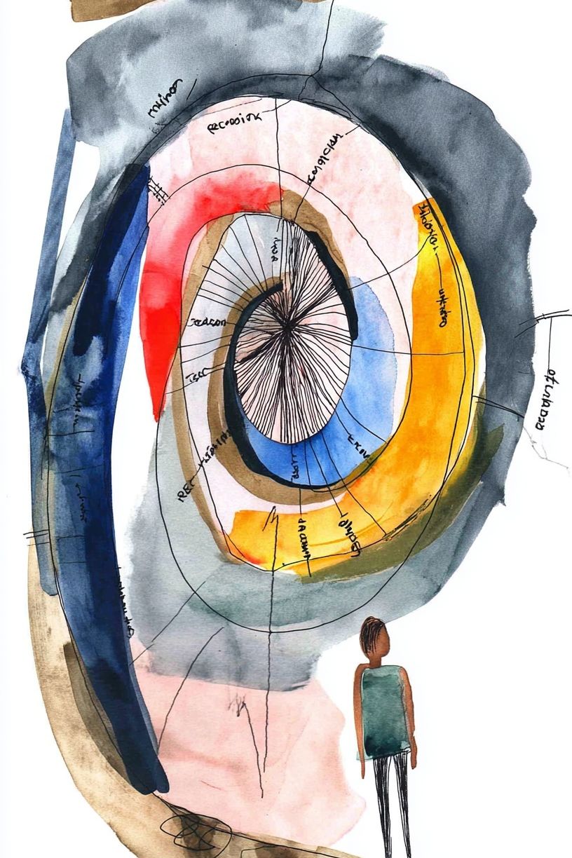 Spiral Figure Watercolor Print. poster — illustration art