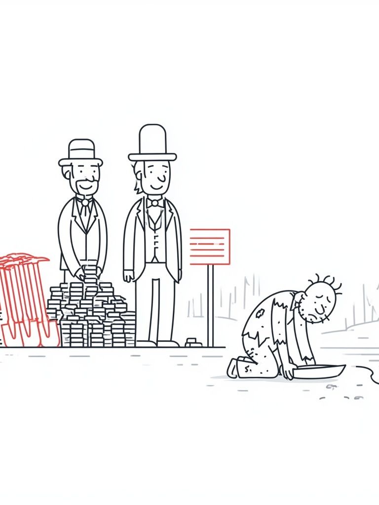 Charity and Poverty Cartoon Poster. poster detail