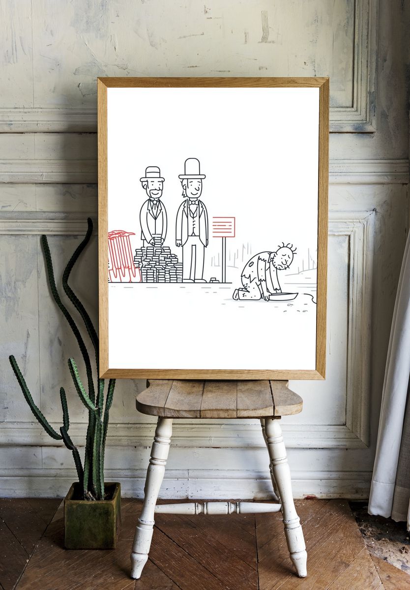 Charity and Poverty Cartoon Poster. room preview