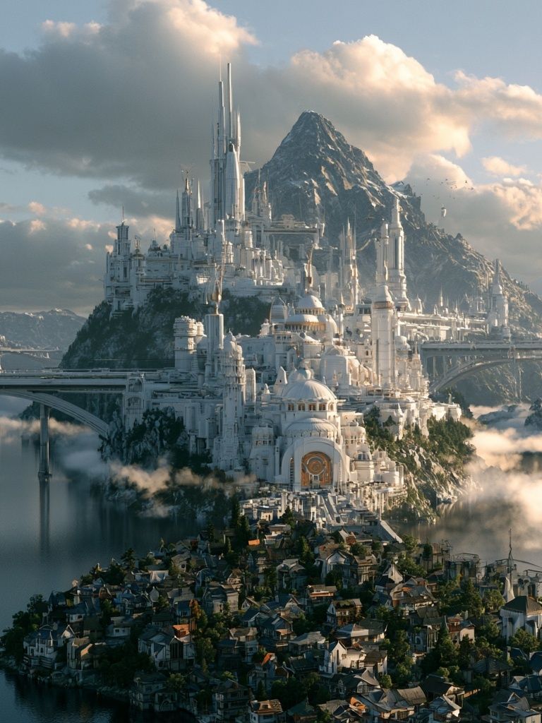 Fantasy Mountain Citadel Print. poster detail