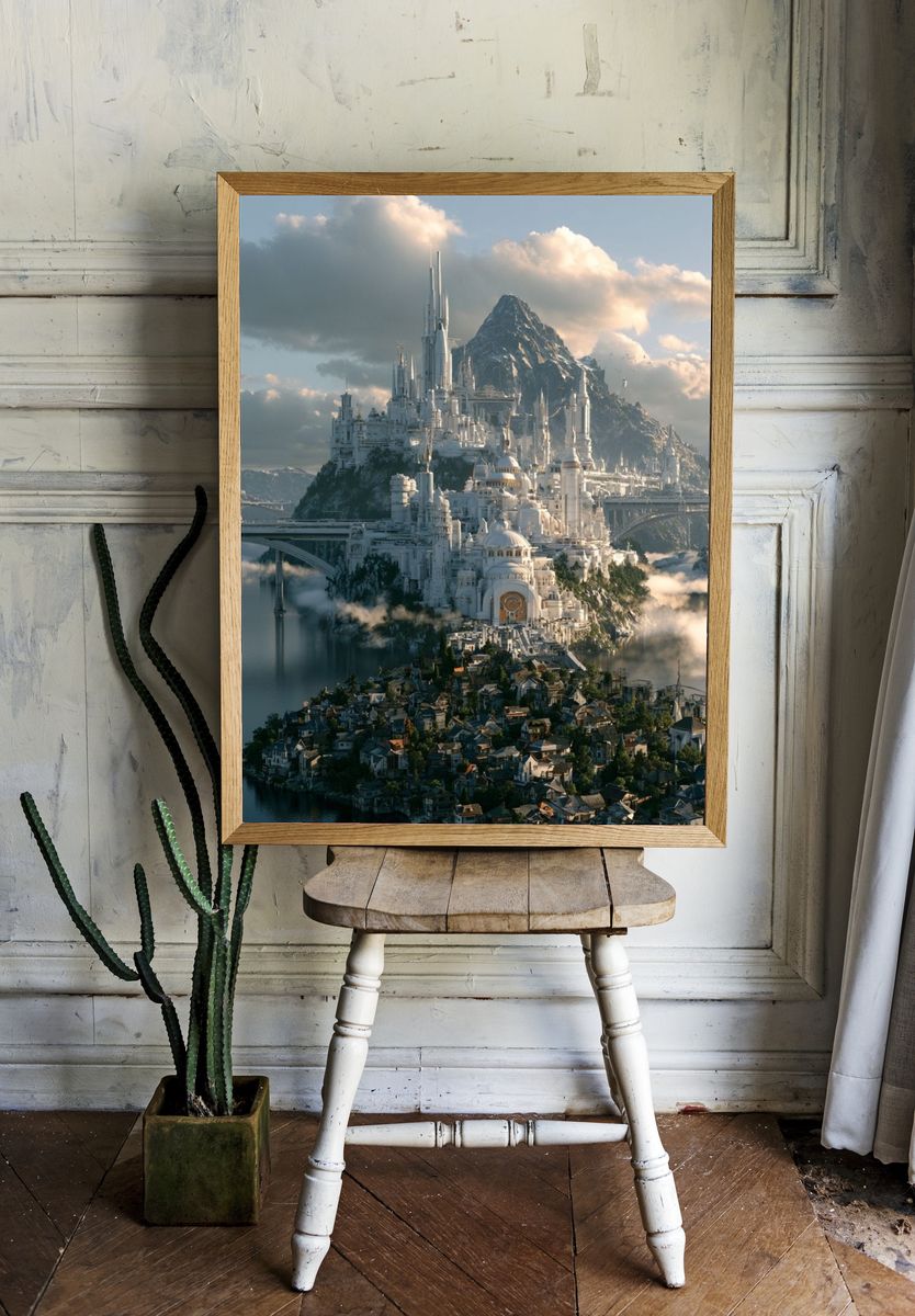 Fantasy Mountain Citadel Print. — room view 1