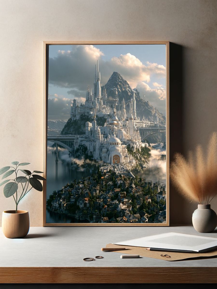 Fantasy Mountain Citadel Print. — room view 2