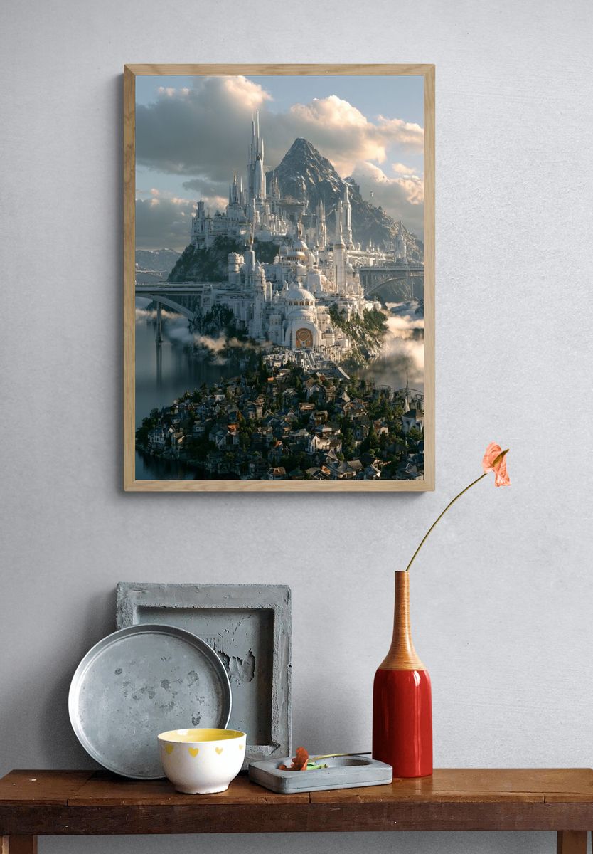 Fantasy Mountain Citadel Print. — room view 3