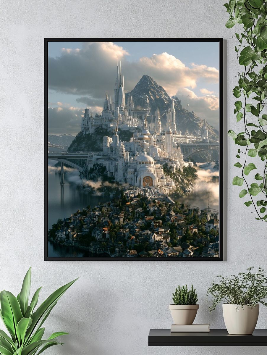 Fantasy Mountain Citadel Print. — room view 4