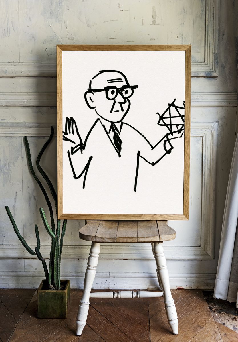 Abstract Line Portrait Poster. — room view 1