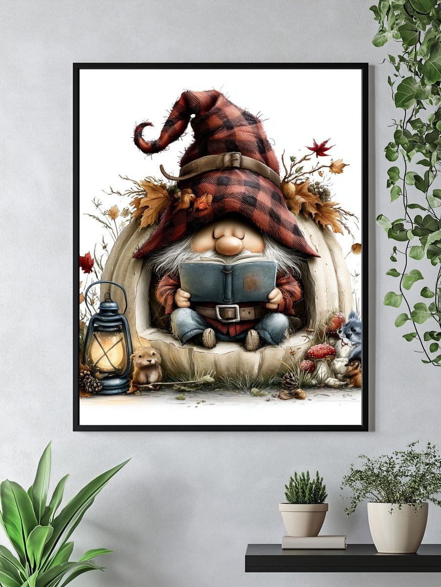 Autumn Gnome Reading Poster. — room view 4