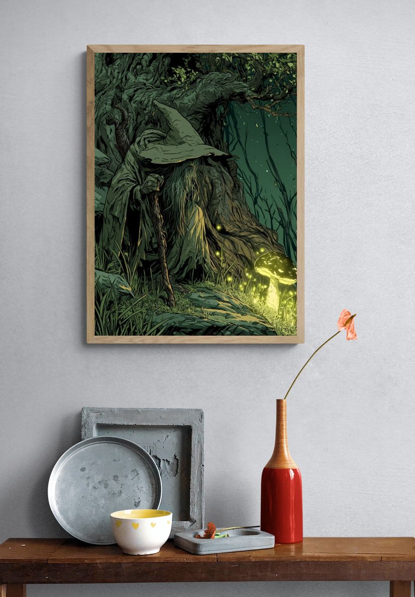 Forest Wizard Digital Art Print. — room view 3