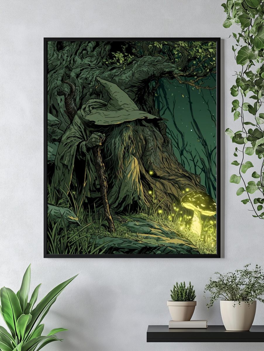 Forest Wizard Digital Art Print. — room view 4