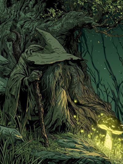 Forest Wizard Digital Art Print. poster