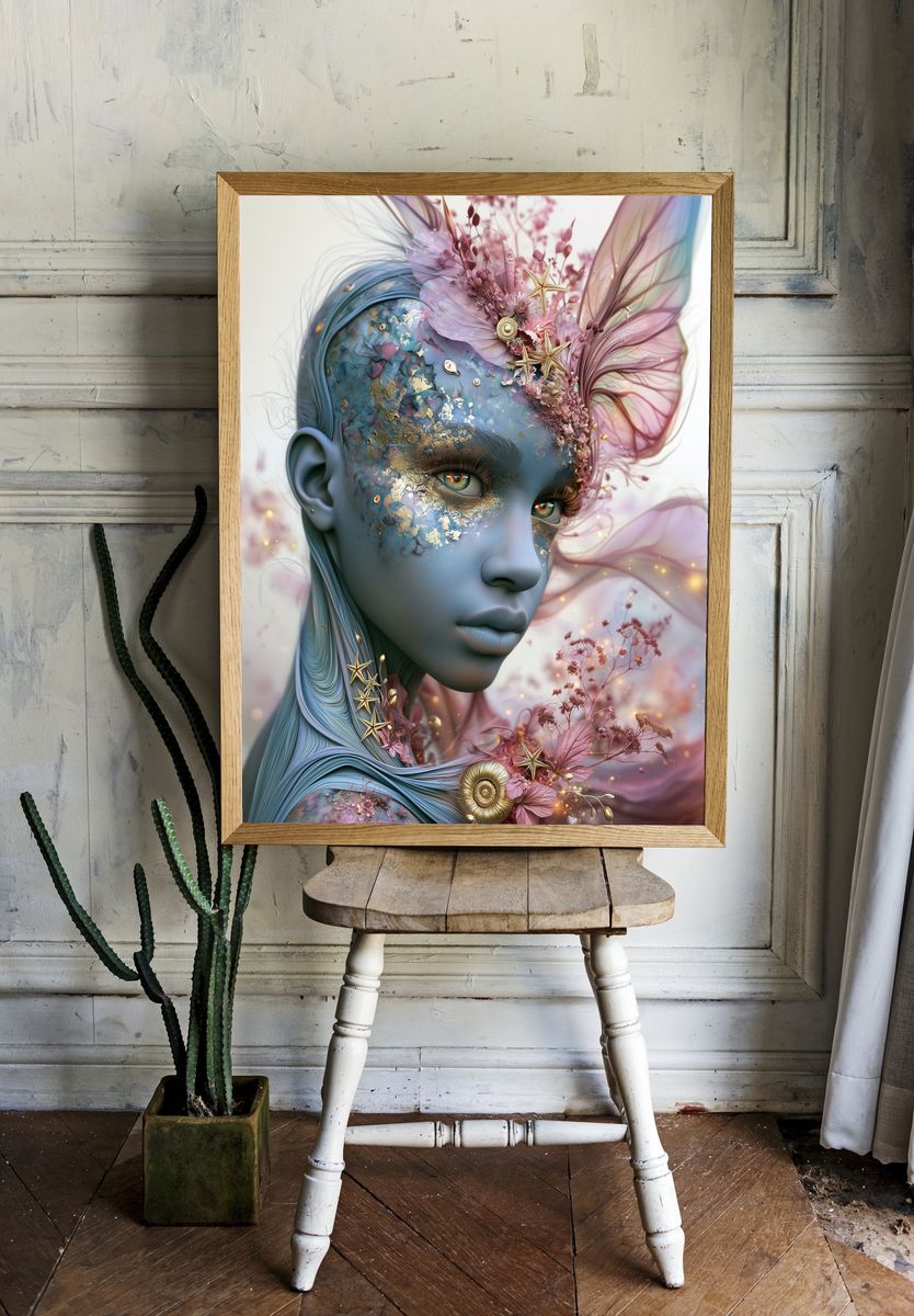 Dreamlike Floral Portrait Print. room preview