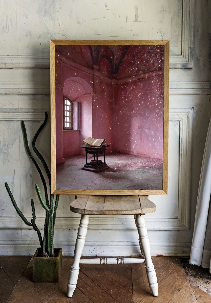 Enchanted Pink Library Poster. — room view 1