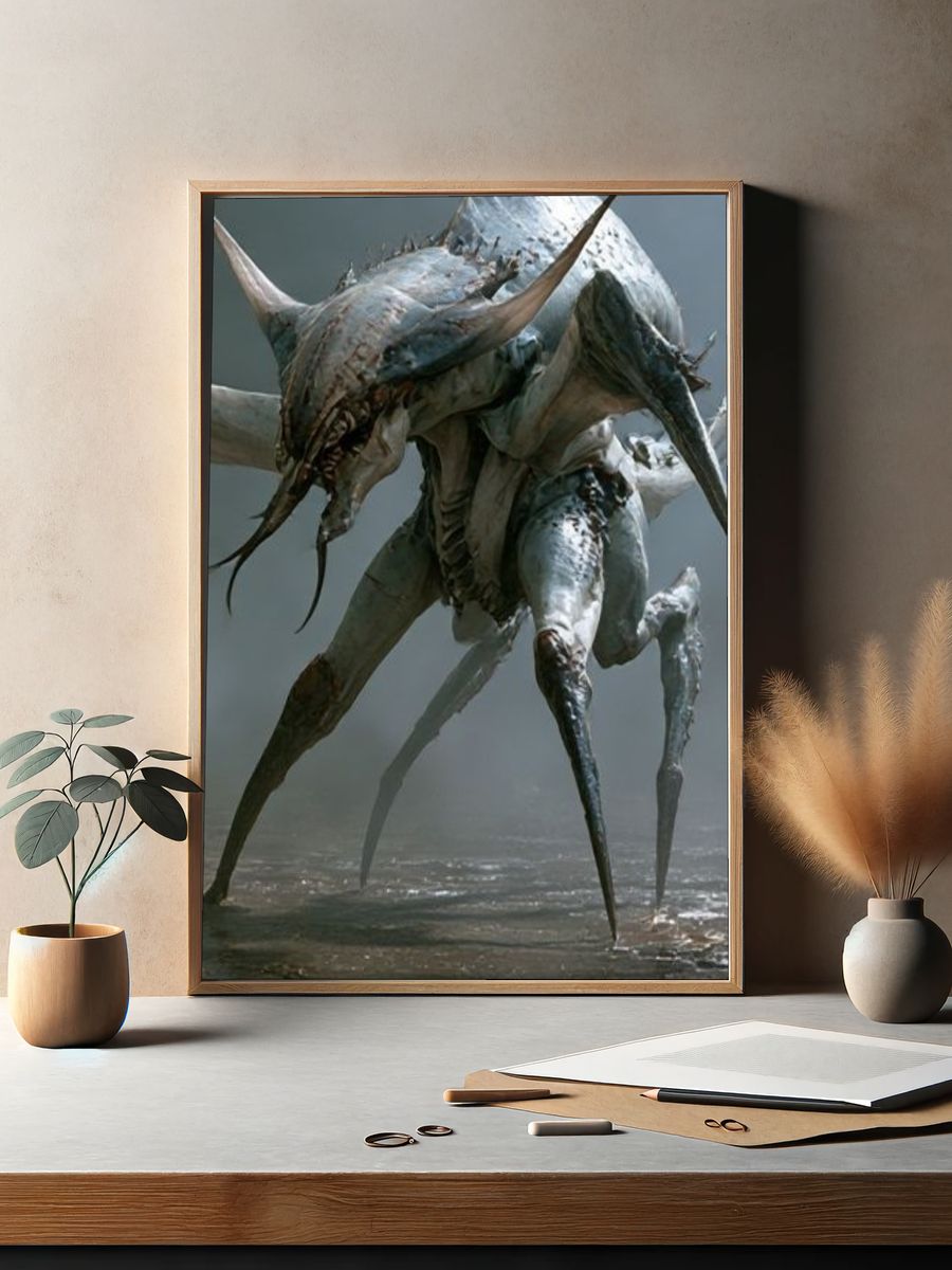 Alien Creature Digital Art Poster. — room view 2