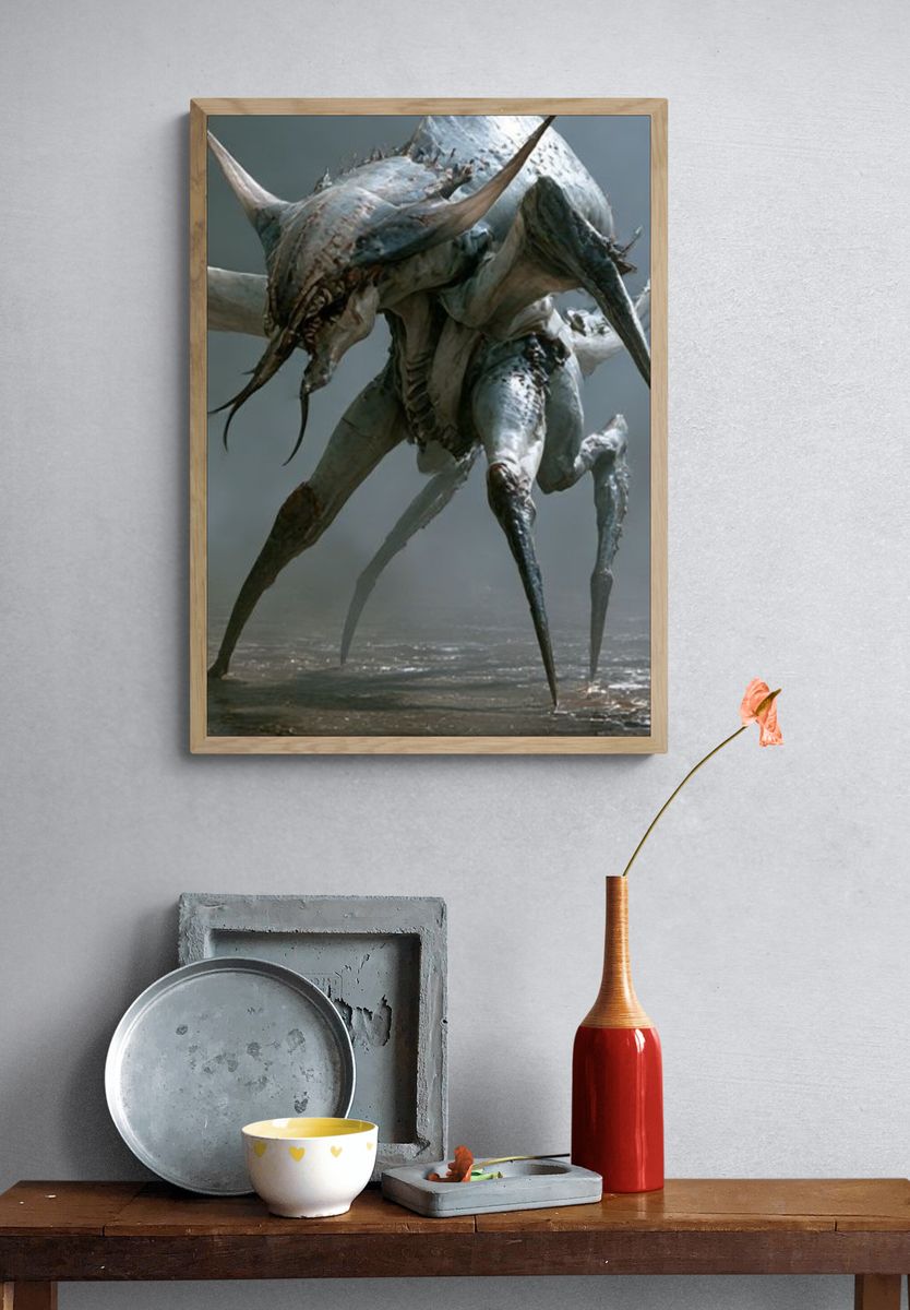 Alien Creature Digital Art Poster. — room view 3