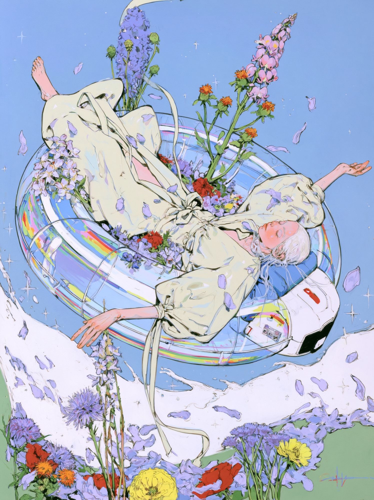 Dreamy Floral Figure Illustration Poster. poster detail