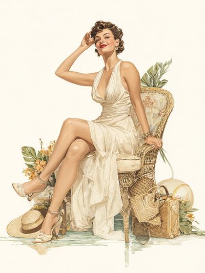 Vintage Glamour Woman Illustration Poster. poster print