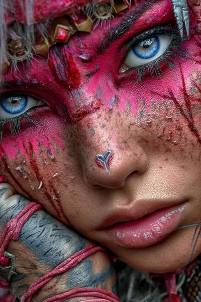 Surreal Painted Face Portrait Print. poster print