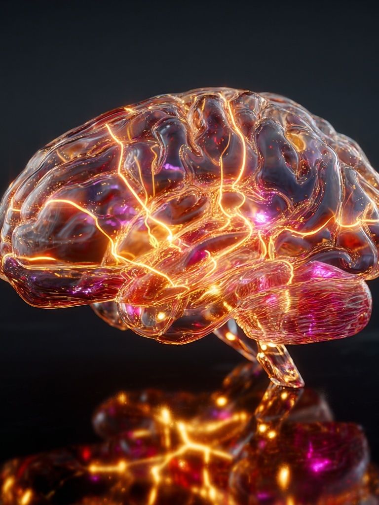 Glowing Neural Brain Digital Art Poster. poster detail