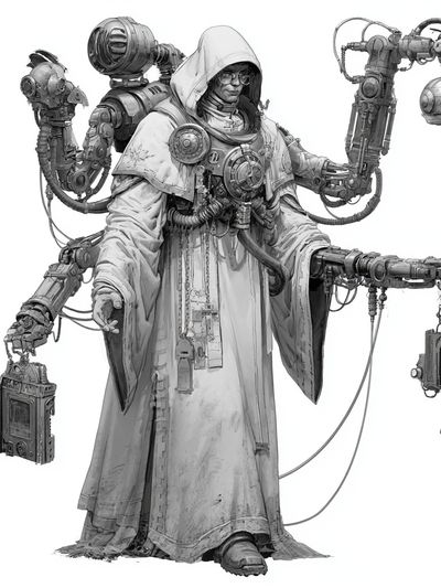 Cyberpunk Hooded Figure Illustration Poster.