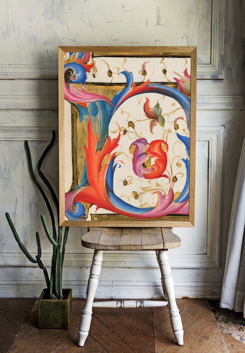 Ornate Floral Monogram Poster. room preview