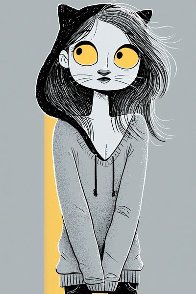 Cat Girl Digital Art Poster. poster print