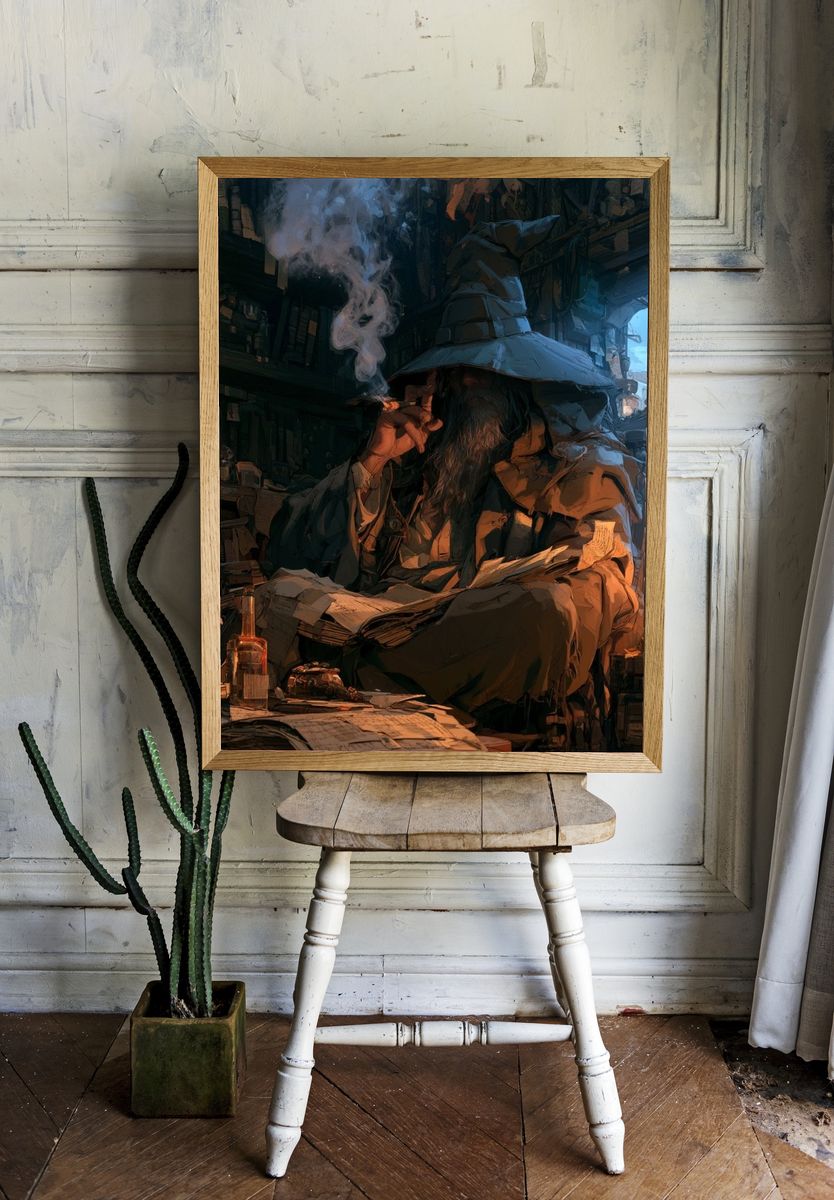 Wizard Study Digital Art Print. — room view 1