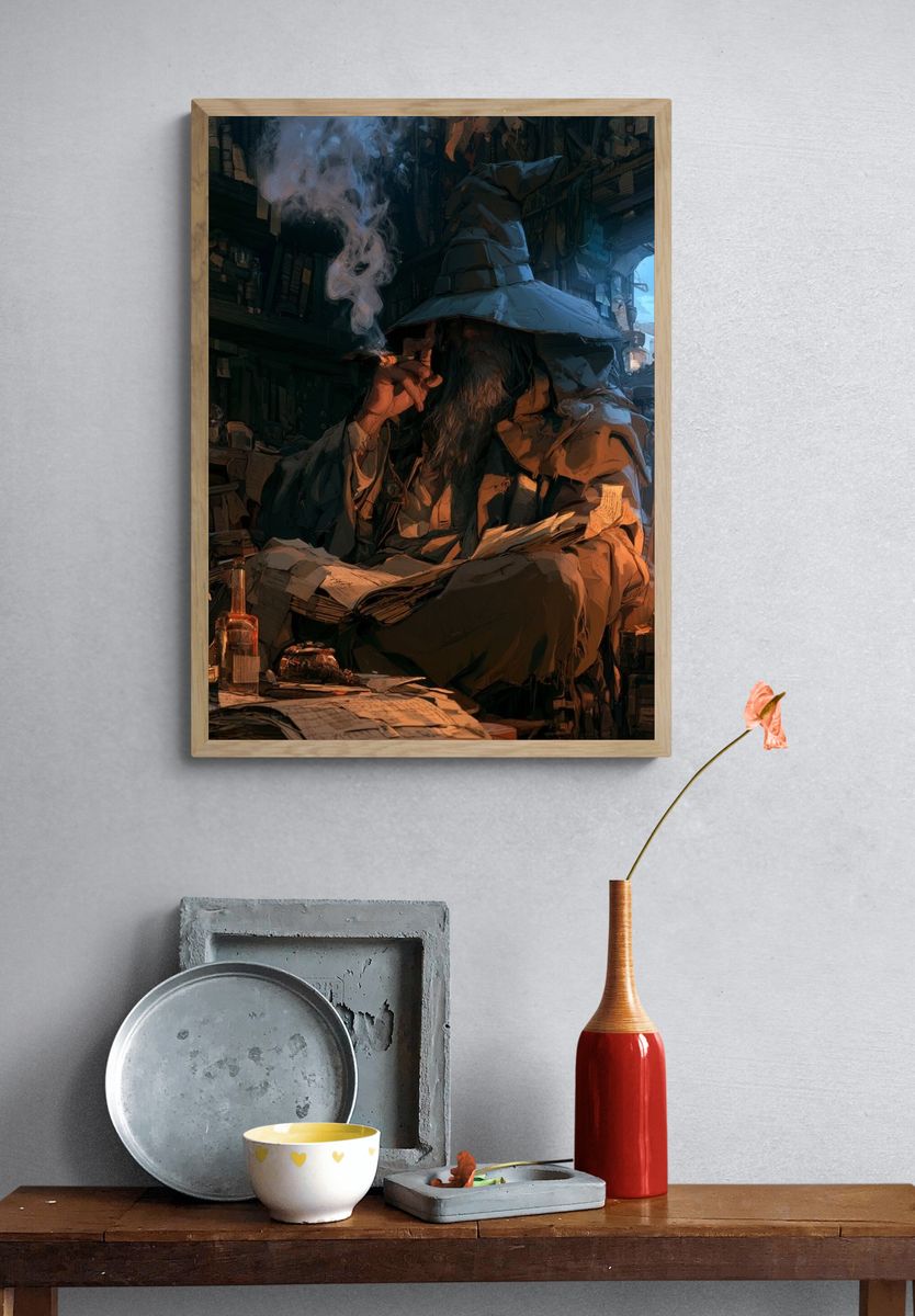 Wizard Study Digital Art Print. — room view 3