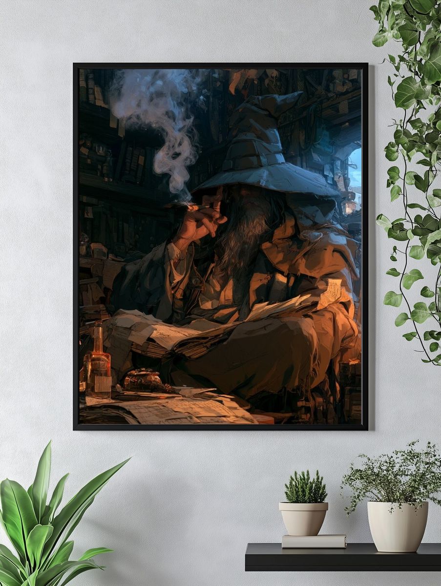 Wizard Study Digital Art Print. — room view 4