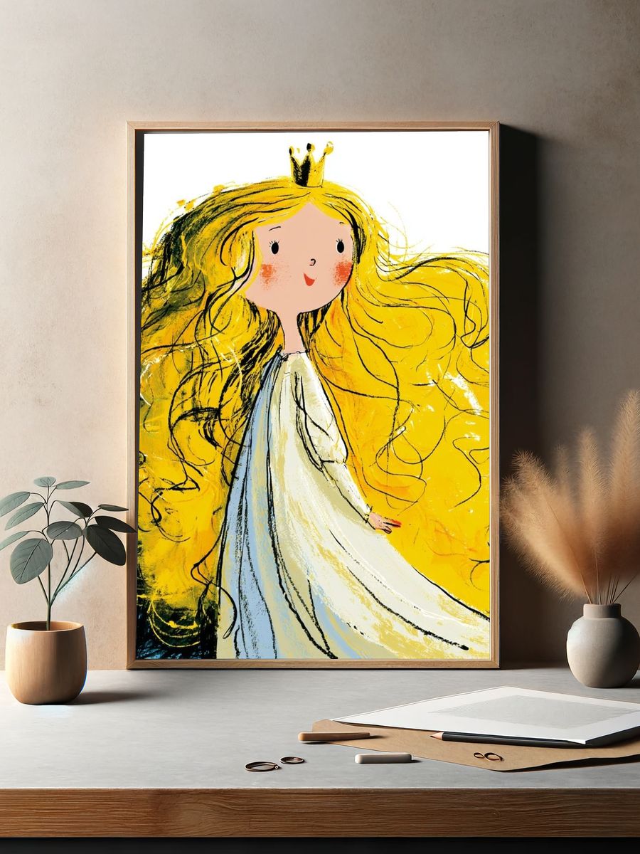 Golden Princess Illustration Poster. — room view 2