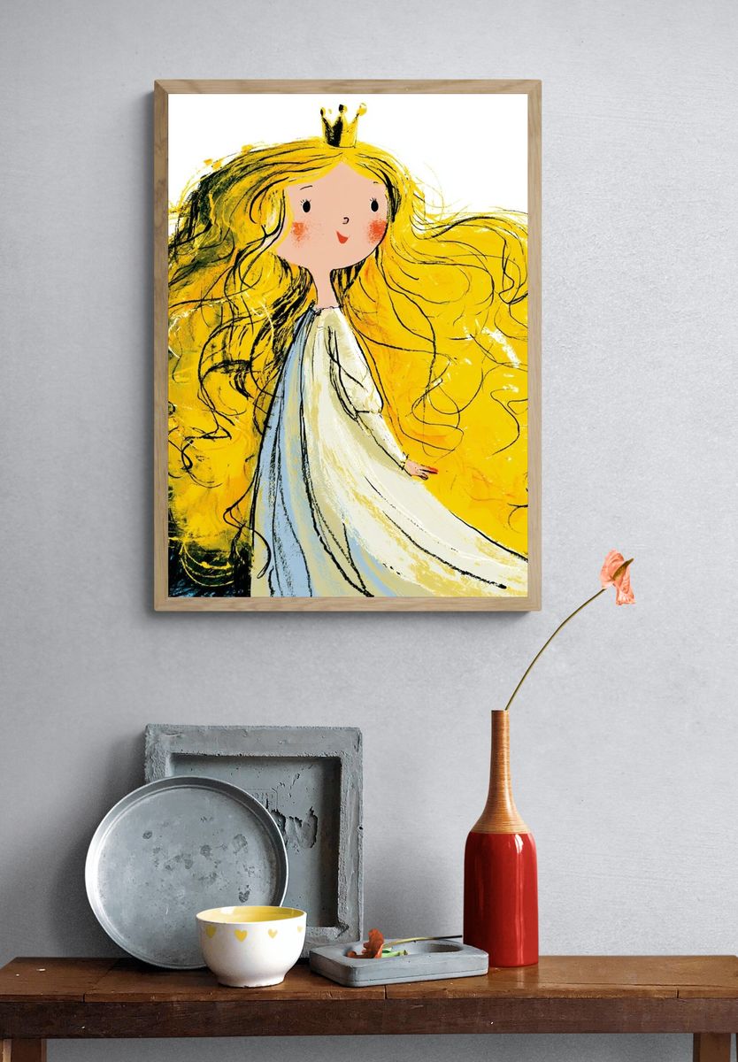 Golden Princess Illustration Poster. — room view 3