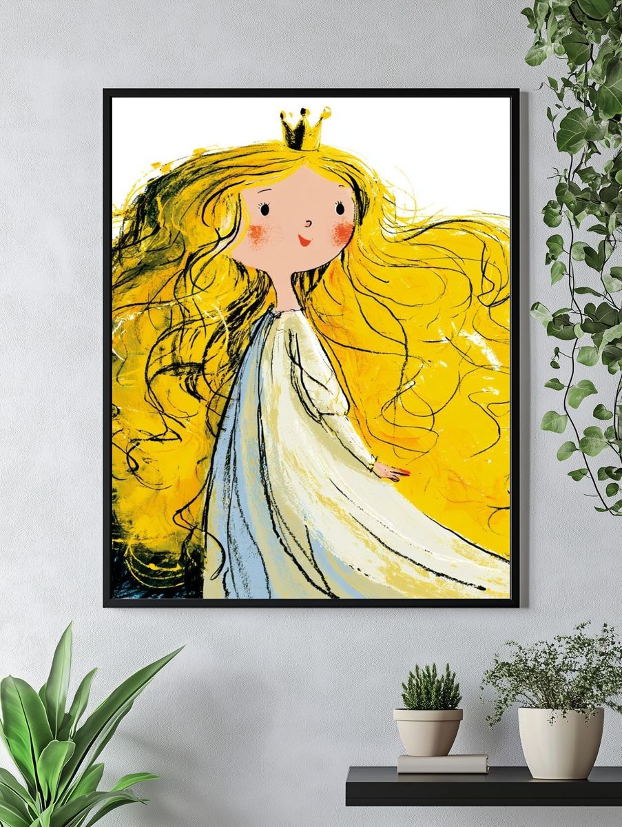 Golden Princess Illustration Poster. — room view 4