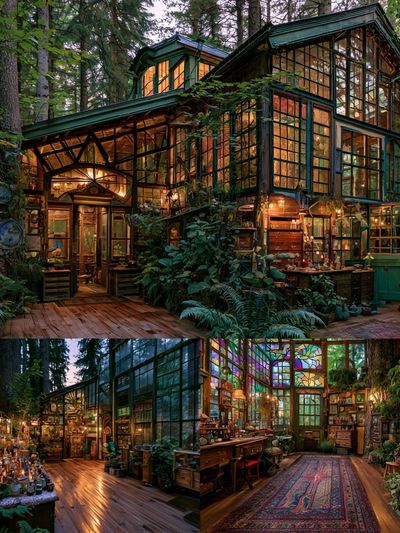 Enchanted Forest Cabin Illustration Poster. poster