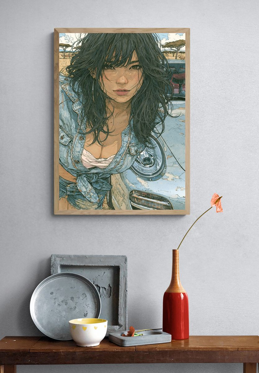 Safari Portrait Illustration Poster. — room view 3