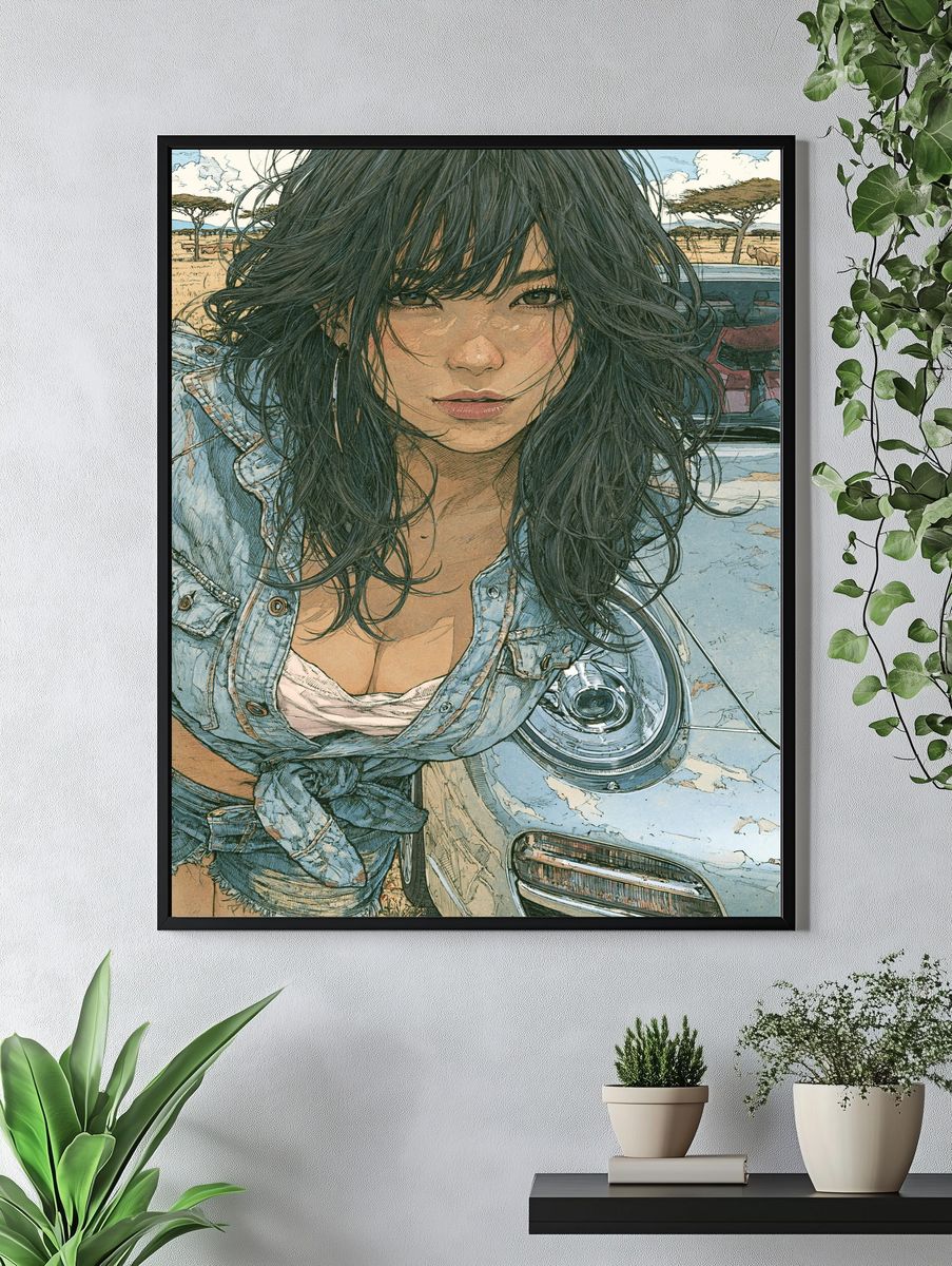 Safari Portrait Illustration Poster. — room view 4