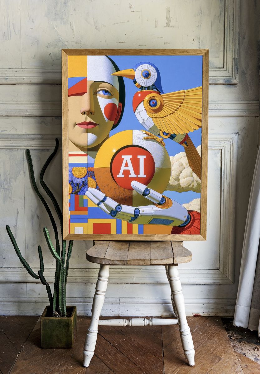 AI Surrealist Illustration Poster. — room view 1