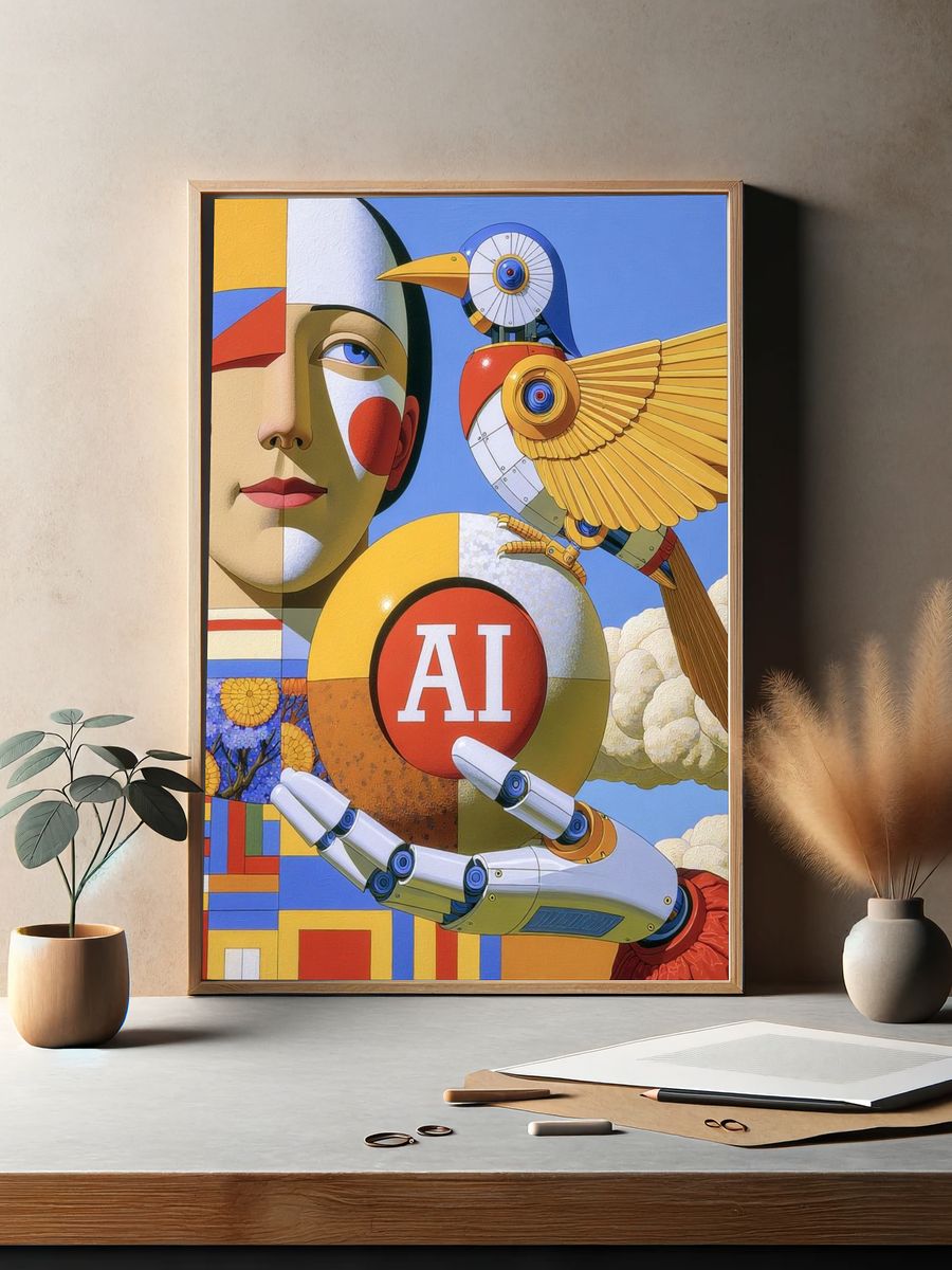 AI Surrealist Illustration Poster. — room view 2