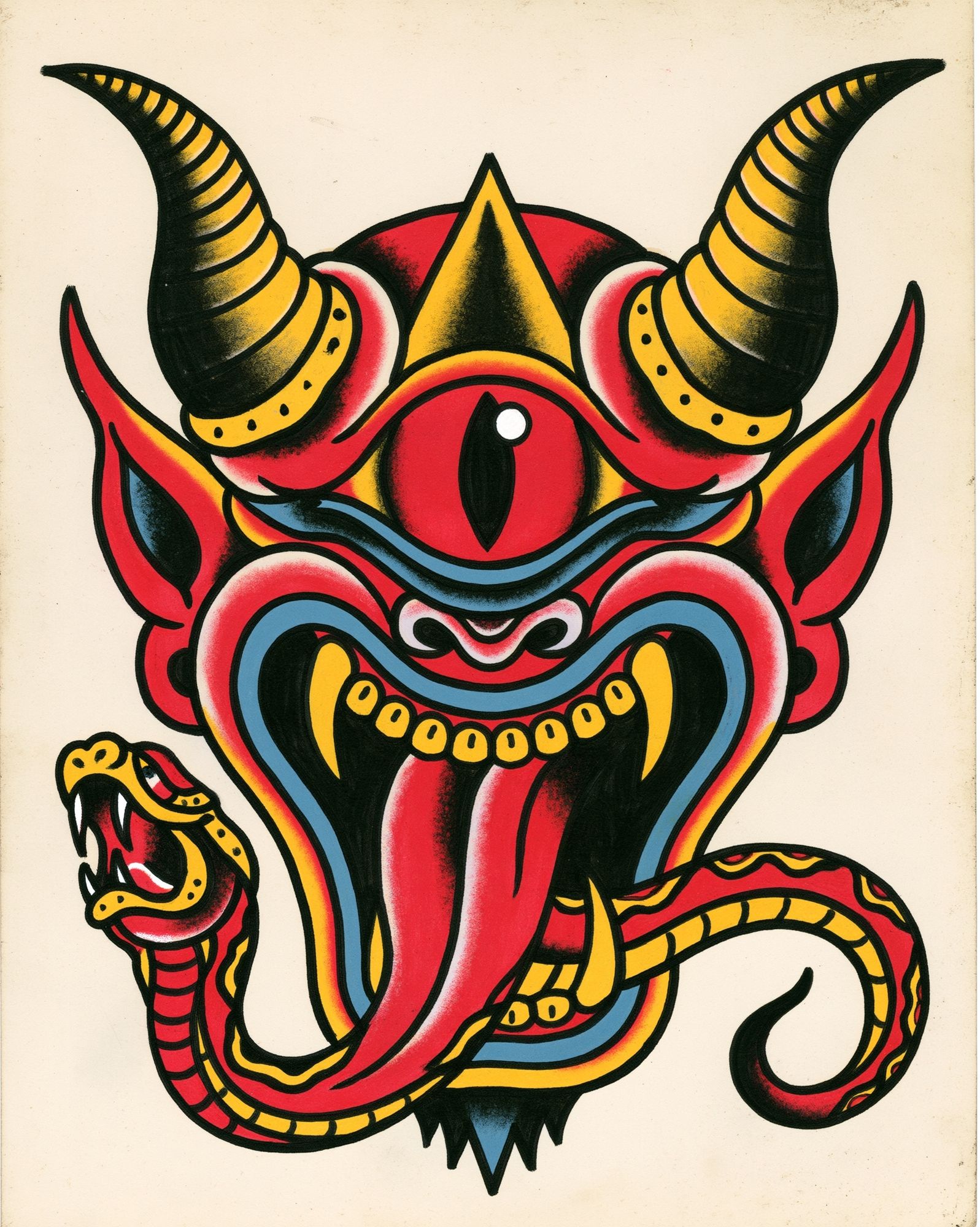 Oni Mask Illustration Poster. poster — illustration art