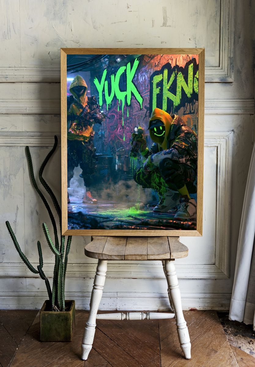 Neon Graffiti Streetwear Poster. — room view 1