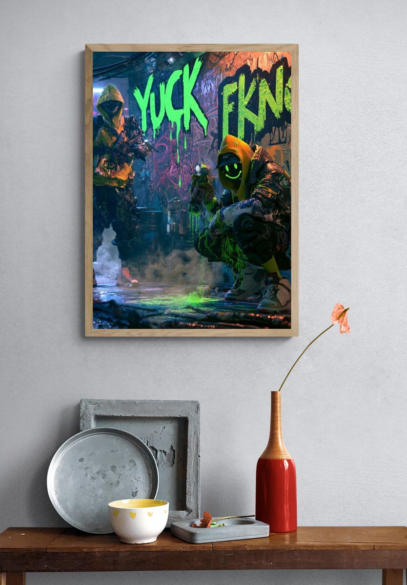 Neon Graffiti Streetwear Poster. — room view 3