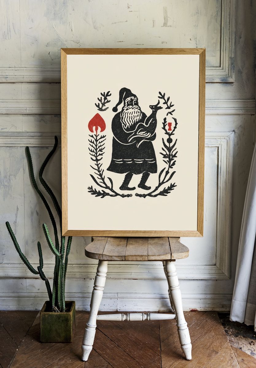 Santa Folk Art Print room preview