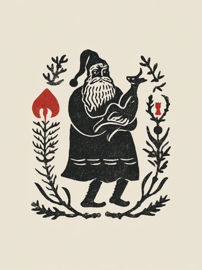 Santa Folk Art Print. poster print