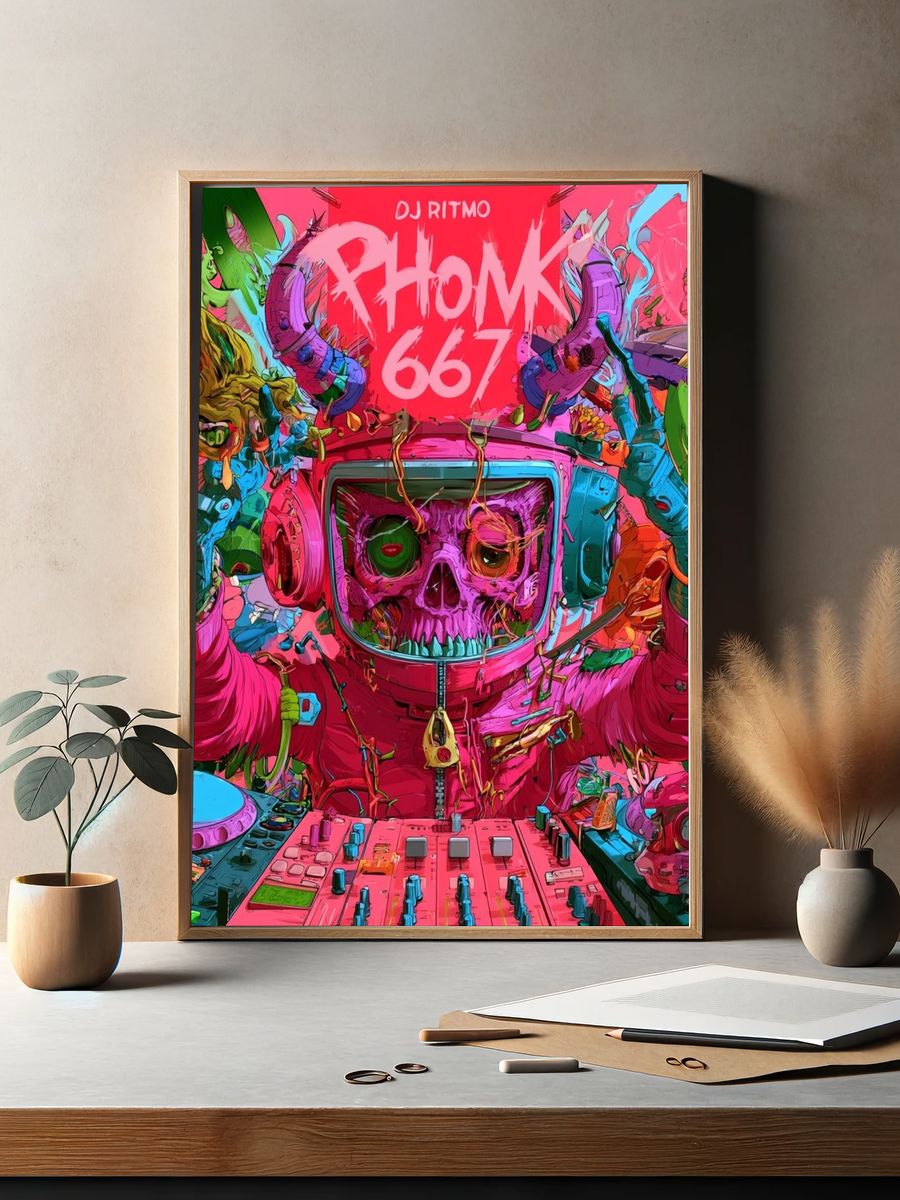 Phonk 667 Skull DJ Poster. — room view 2