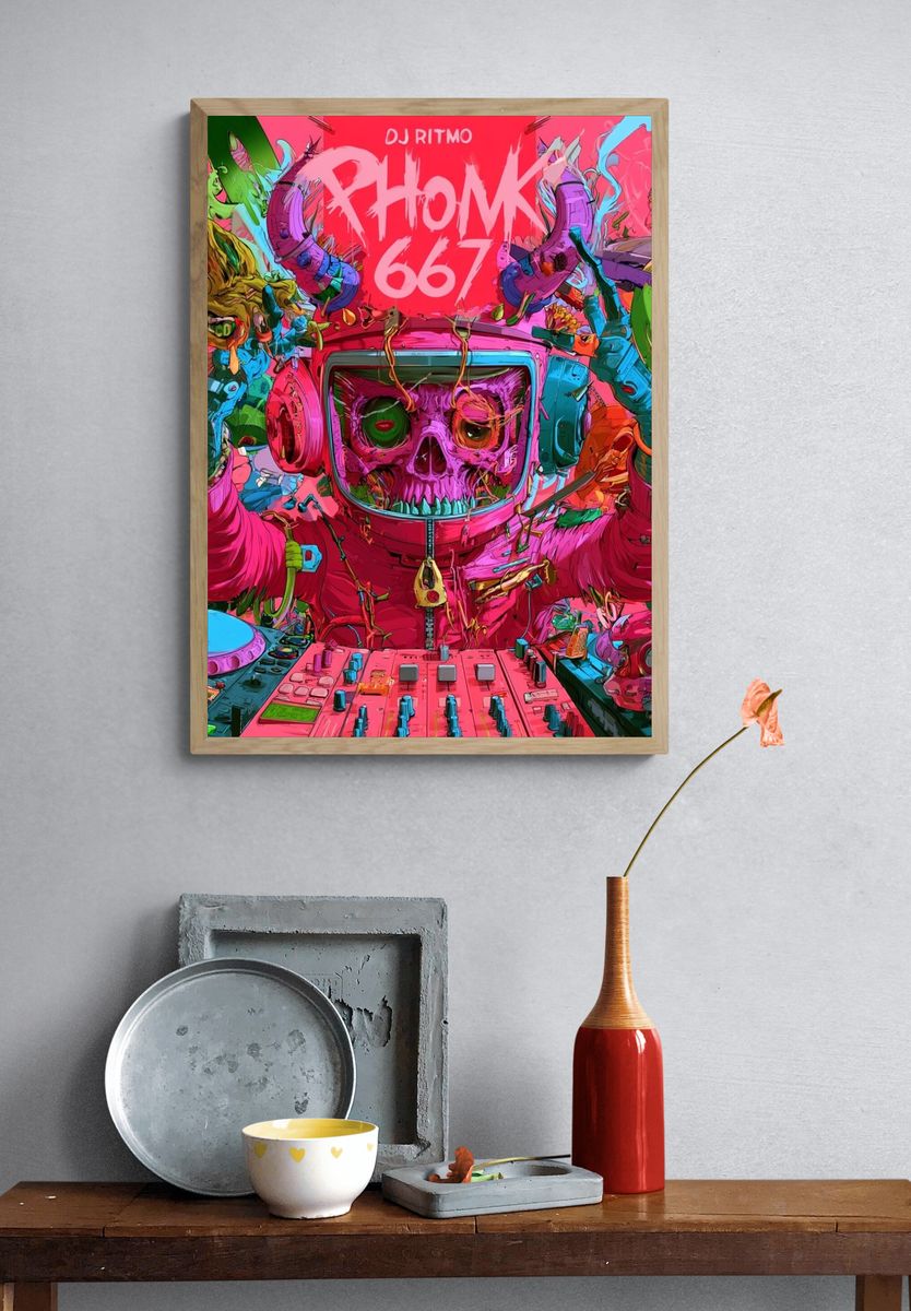 Phonk 667 Skull DJ Poster. — room view 3
